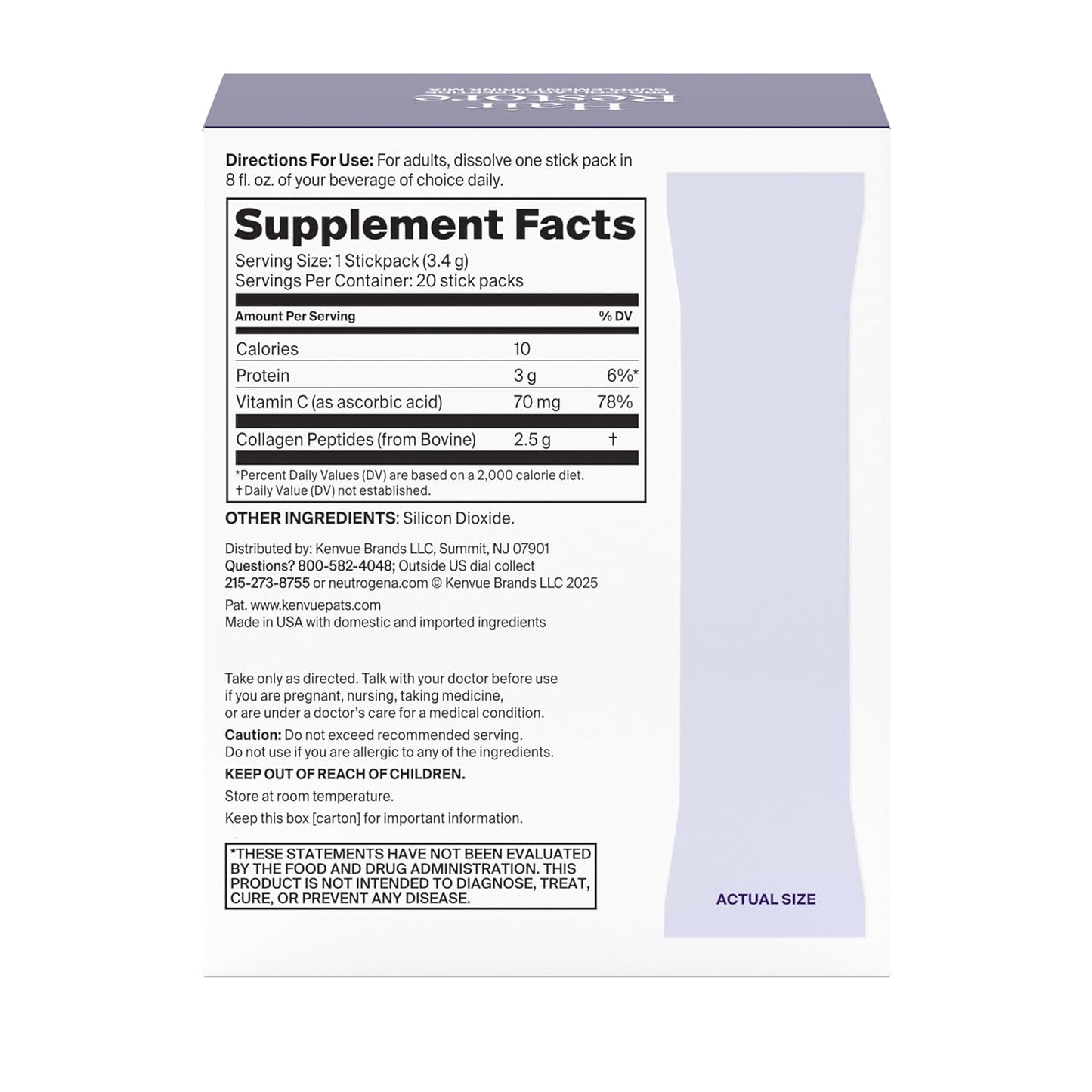 Neutrogena Hair Restore Pro Collagen Peptide Powder - 20 Count Supplement for Healthy Hair