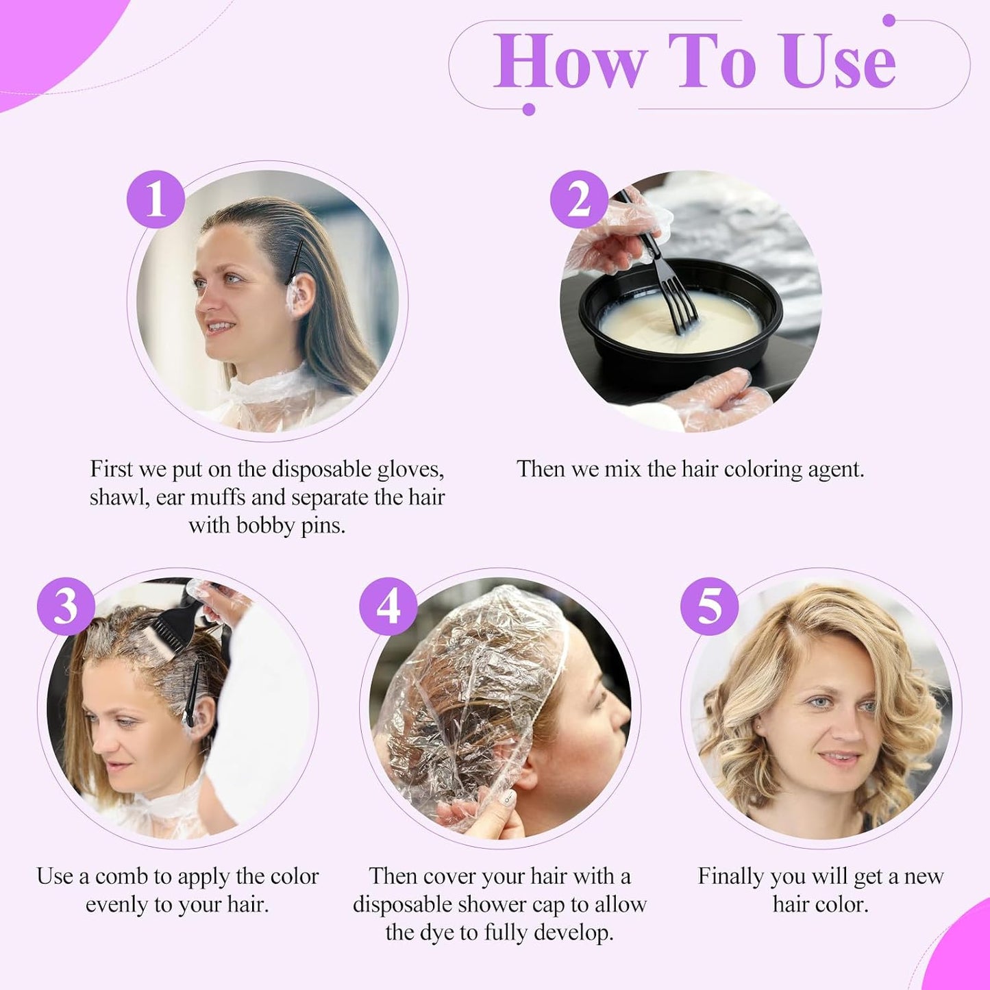 19PCS Hair Dye Kit - Complete Hair Coloring Set with Brush, Bowl, Clips & Accessories | Ideal for Home Use