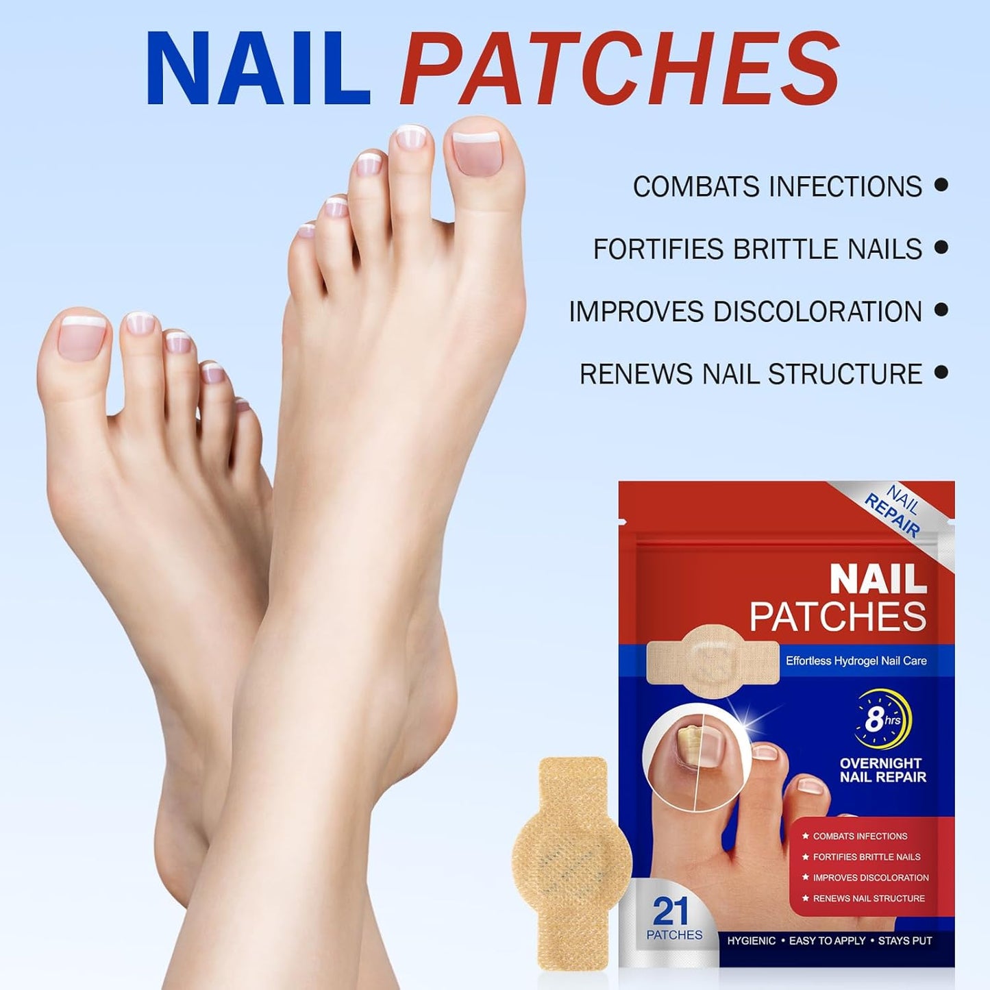 Fungal Nail Patches - Extra Strength Toenail Treatment for Damaged Nails | 21 Pcs