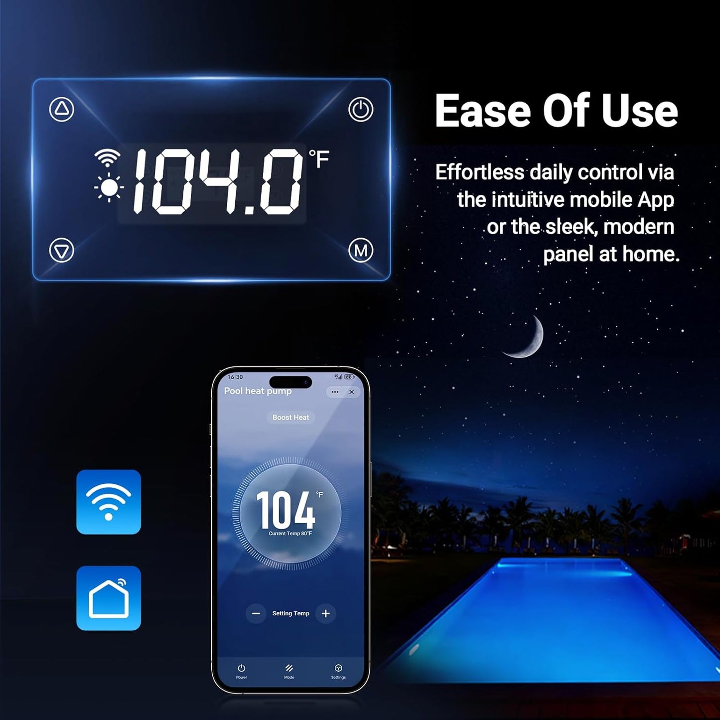 H5 Swimming Pool Heat Pump - 18,000 BTU | High Efficiency, Smart WiFi Control, 5,000 Gal Capacity