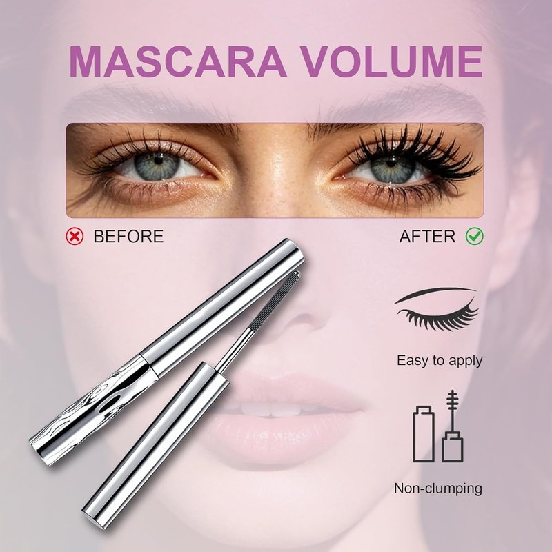 Iron Wand Mascara - 5D Curling Waterproof Formula for Volume & Length | Smudge-Proof Black Mascara