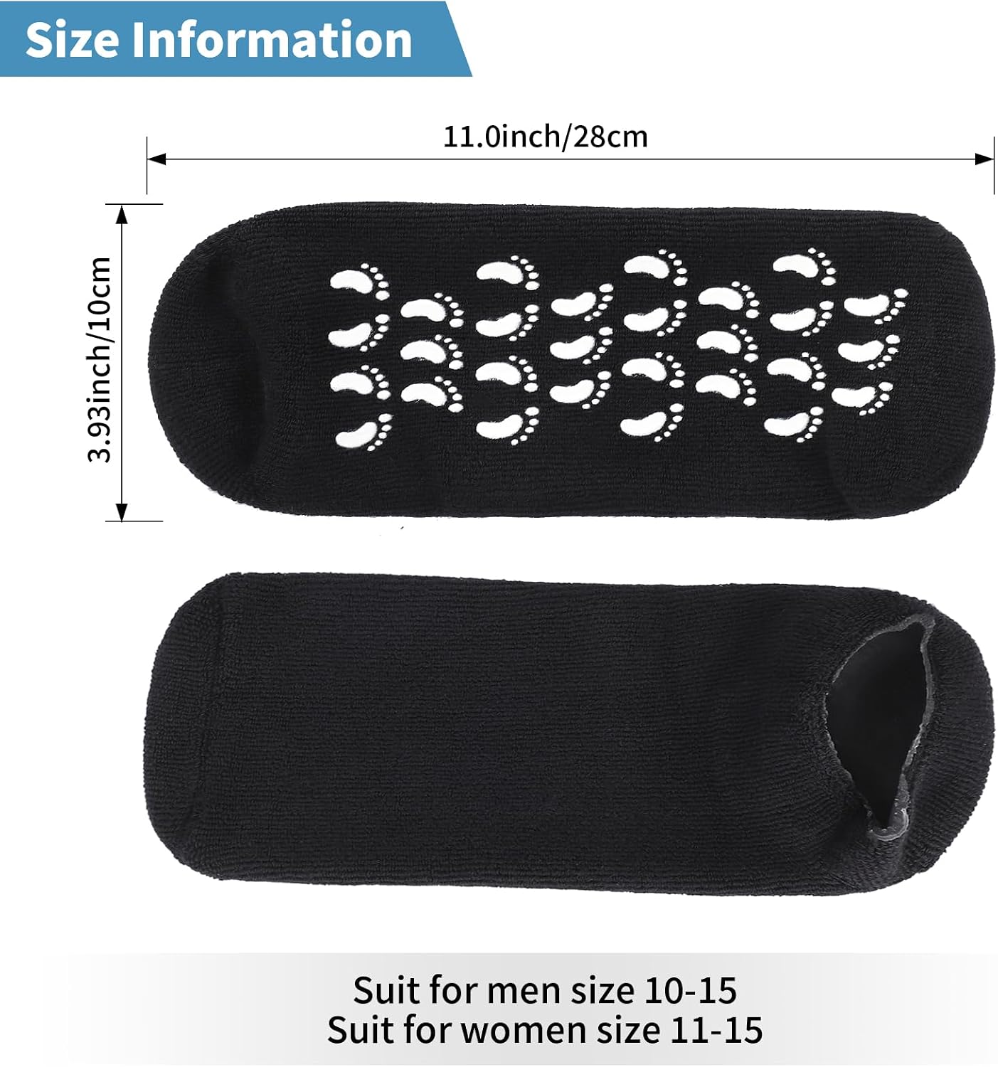 Silicone Moisturizing Socks for Men - Soft Foot Care for Dry, Cracked Feet | Size L (11”)