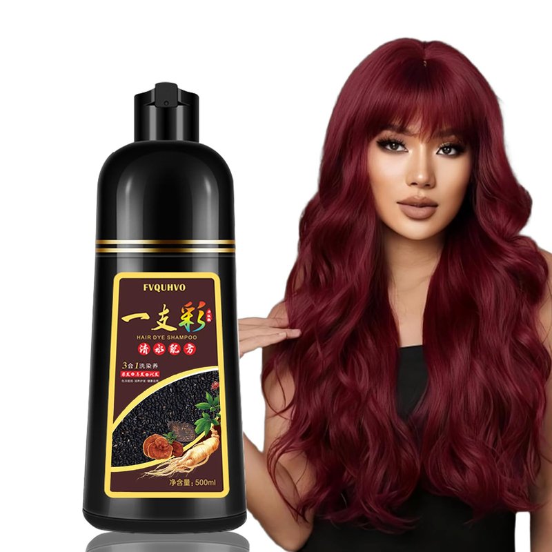 Red Hair Dye Shampoo - Instant Burgundy Color for Gray Coverage | Easy to Use 16.90 Fl Oz