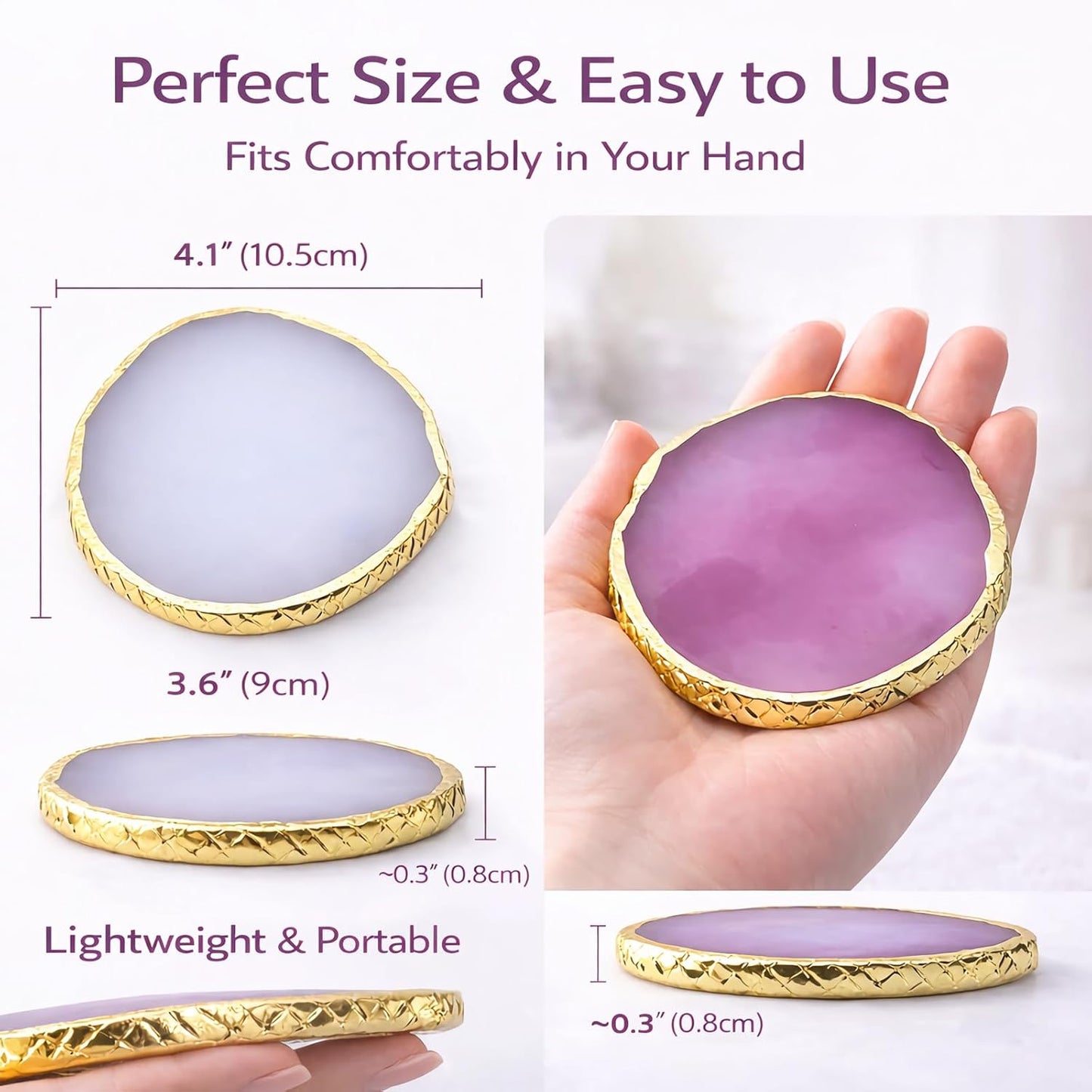 Resin Nail Art Palette - Gel Polish Mixing Board with Gold Edge | White & Purple Color Mixing Tool for Acrylic & Makeup