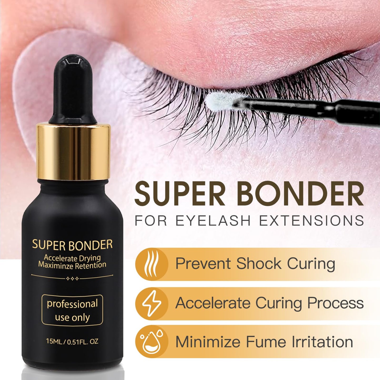 Miuffue Lash Bonder Primer for Eyelash Extensions, Glue Accelerator Lash Sealant, Pre-treatment Primer Protein Oil Cleanse Remover for Professional Use