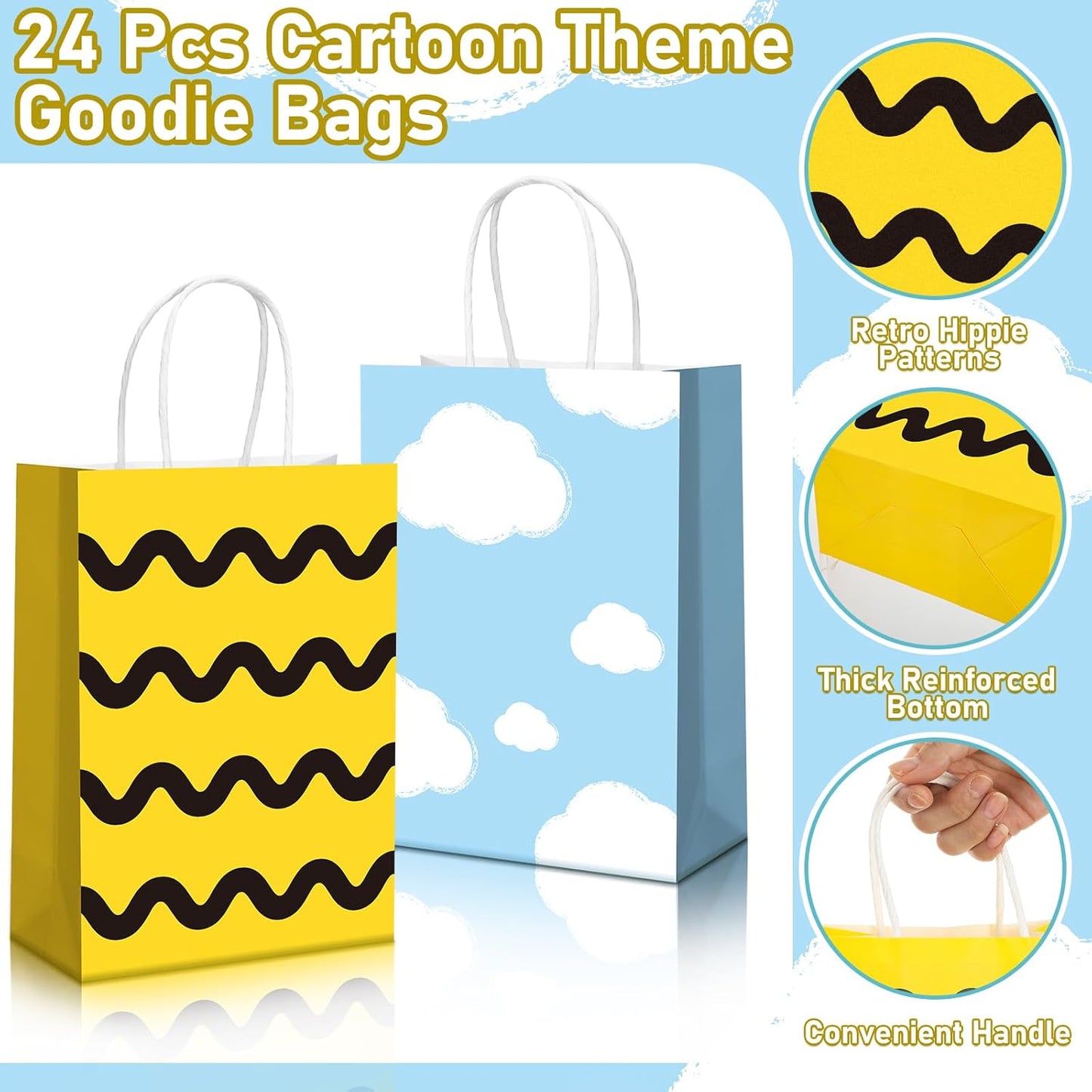 Cartoon Dog Party Supplies - 24 Pcs Gift Bags with Handles | Red Dog House Design, 8 x 6 x 3 Inch