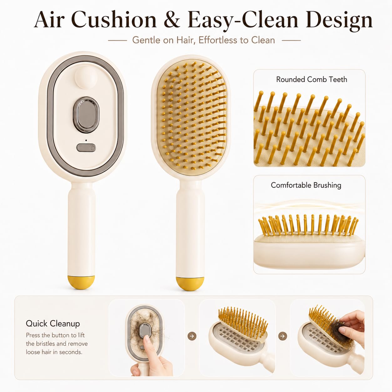 Electric Spray Air Cushion Massage Comb, Rechargeable Mist Hair Brush with Easy-Clean Design, Detangling Hair Comb for Daily Styling, Smooth Grooming, Travel Hair Care