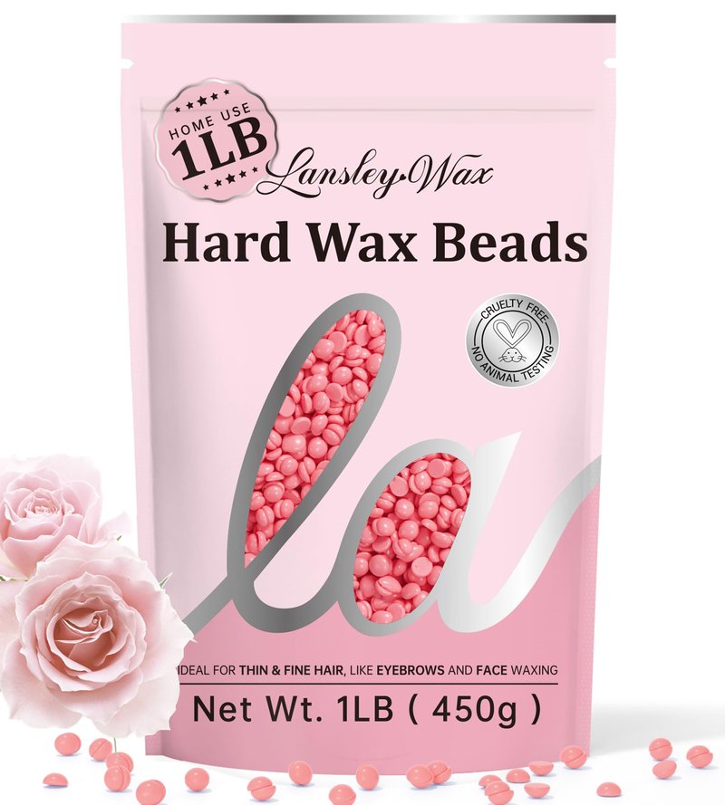 LANSLEYWAX Aloe Hard Wax Beads, 1LB Wax Beans for Sensitive Skin & Full-Body Hair Removal, Brazilian/Bikini/Face/Legs/Eyebrow/Armpit/Chest Waxing Refill at Home for Women & Men, Stripless Formula