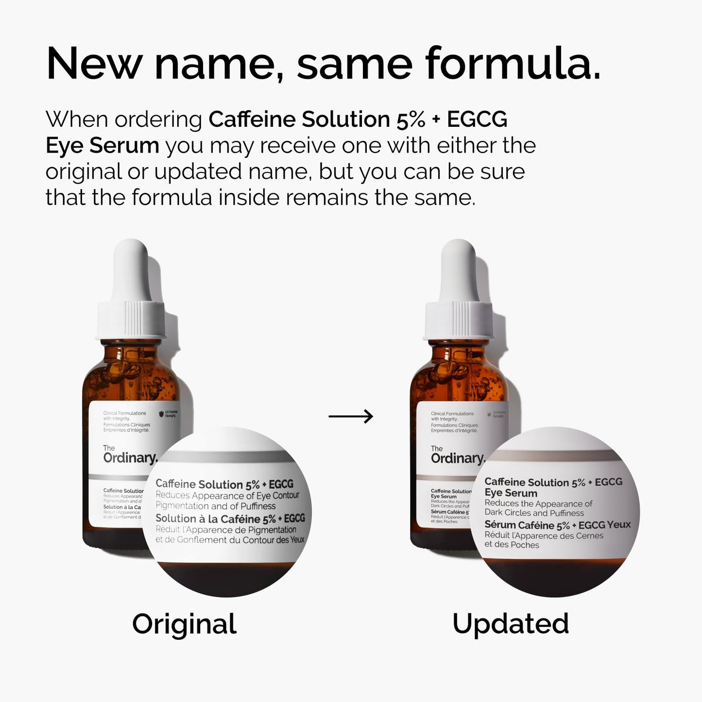 The Ordinary Caffeine Solution 5% + EGCG Eye Serum, Depuffing Eye Serum for Dark Circles and Tired Eyes, 1 Fl Oz