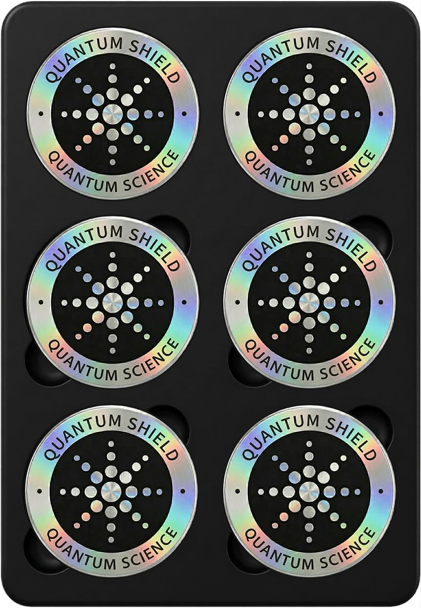EMF Protection Stickers for Cell Phones 6-Pack Silver EMF Blocker Neutralizer Discs for Phones, Tablets, Laptops, WiFi & 5G Devices