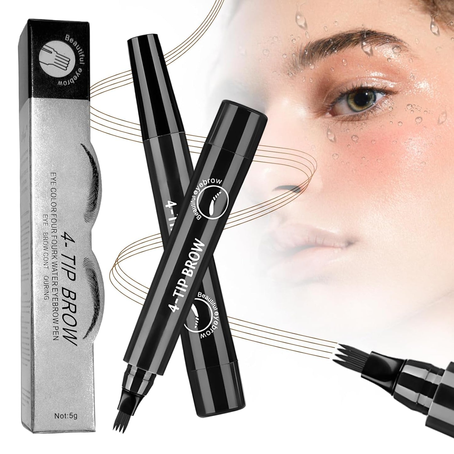 Microblading Eyebrow Pencil - 2026 Upgraded Contouring Tool with Micro-Fork Tip | Premium 3D Waterproof, Dark Brown