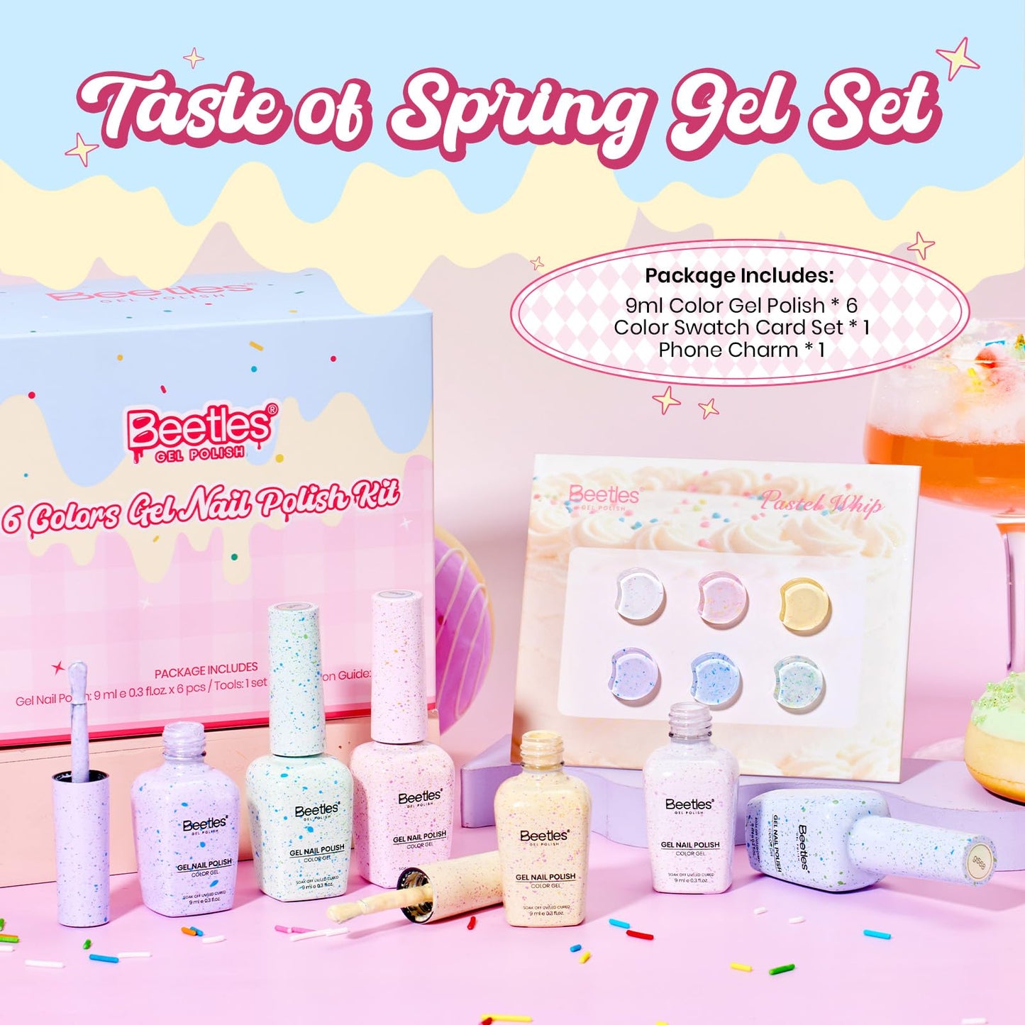 beetles Gel Polish Set, Pastel Whip 6 Colors Taste of Spring Macaron