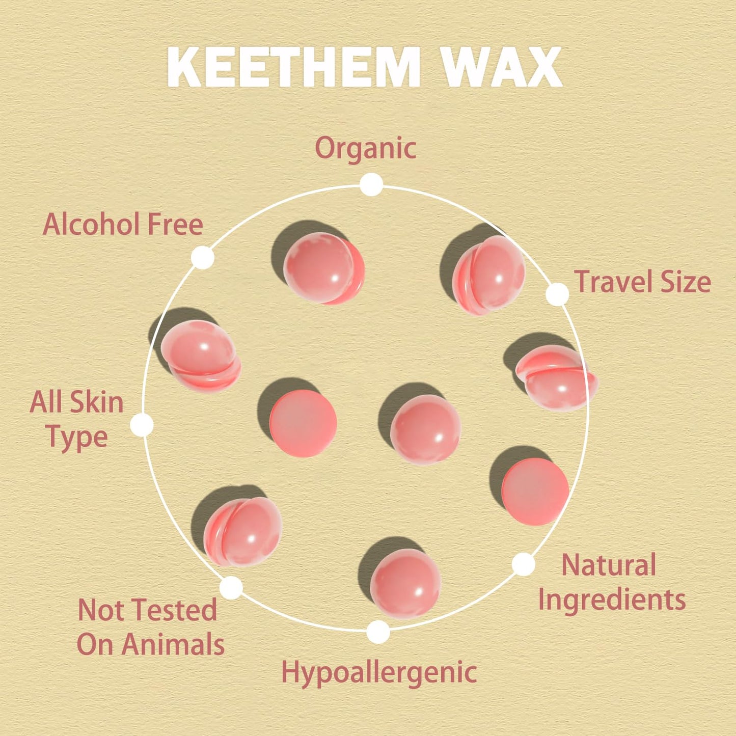 Keethem Wax Beads for Hair Removal - 5 * 100g/17.6 oz Wax Beads Waxing at Home for Sensitive Skin Women - Hard Wax Beads with 20 sticks, Bikini Brazilian Body Face Wax