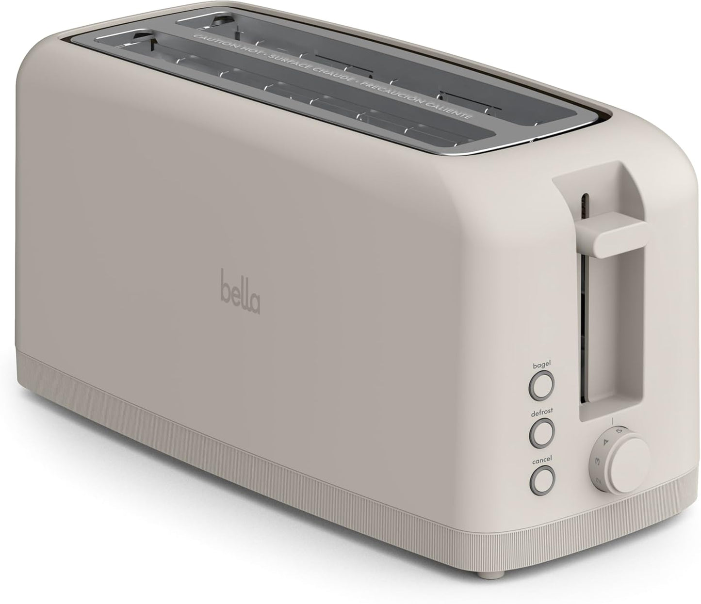 Bella 2 Slice Slim Toaster - 6 Setting Shade Control, 10” Long Slot, Anti-Jam & Auto Shutoff, Oatmilk Color