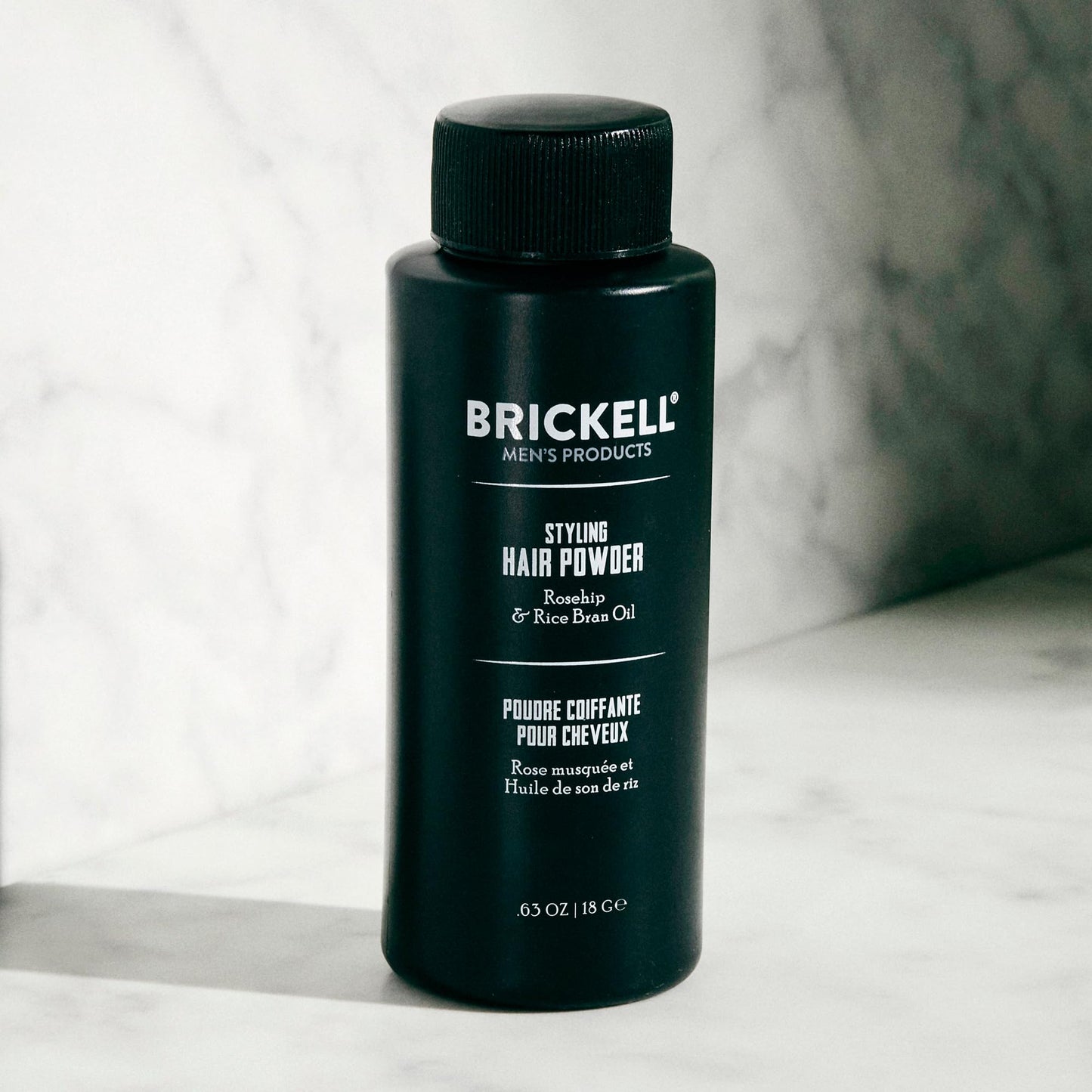 Brickell Men's Styling Hair Powder For Men, Creates Volume, Non-Greasy Texturizing Powder, With Rosehip, Rice Bran Oil, and Arrow Root Powder, 18g, Fragrance-Free
