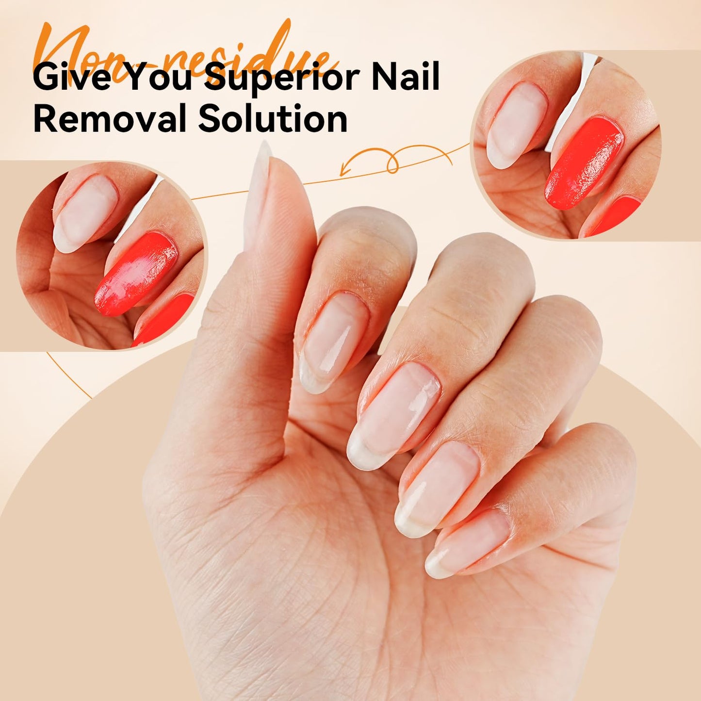 Non-Acetone Nail Polish Remover - Gentle Formula with Vitamin E & Aloe | 6.09 Fl. Oz, Orange Scent