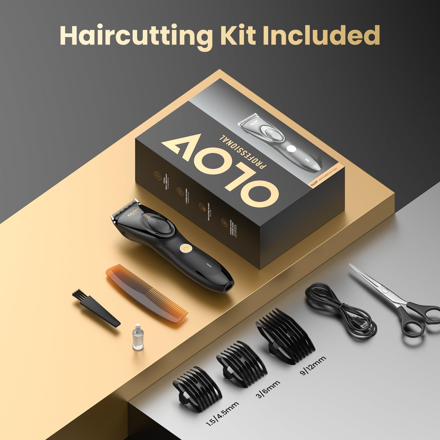 OLOV Professional Hair Clippers for Men, Cordless Hair Clipper Kit, Rechargeable Hair Clippers for Family, Black