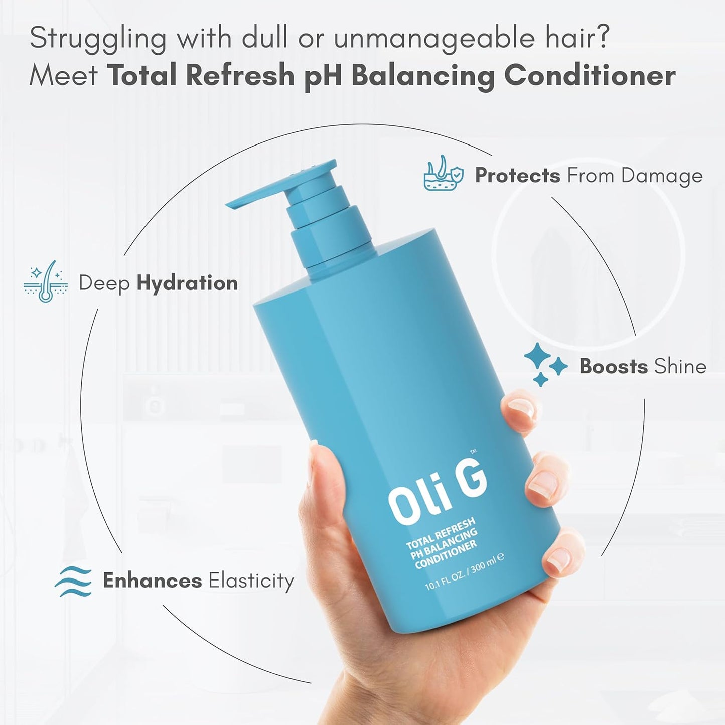 Oli G pH Balancing Hair Conditioner - Lightweight Daily Formula with Marula Oil & Shea Butter | 10 fl oz