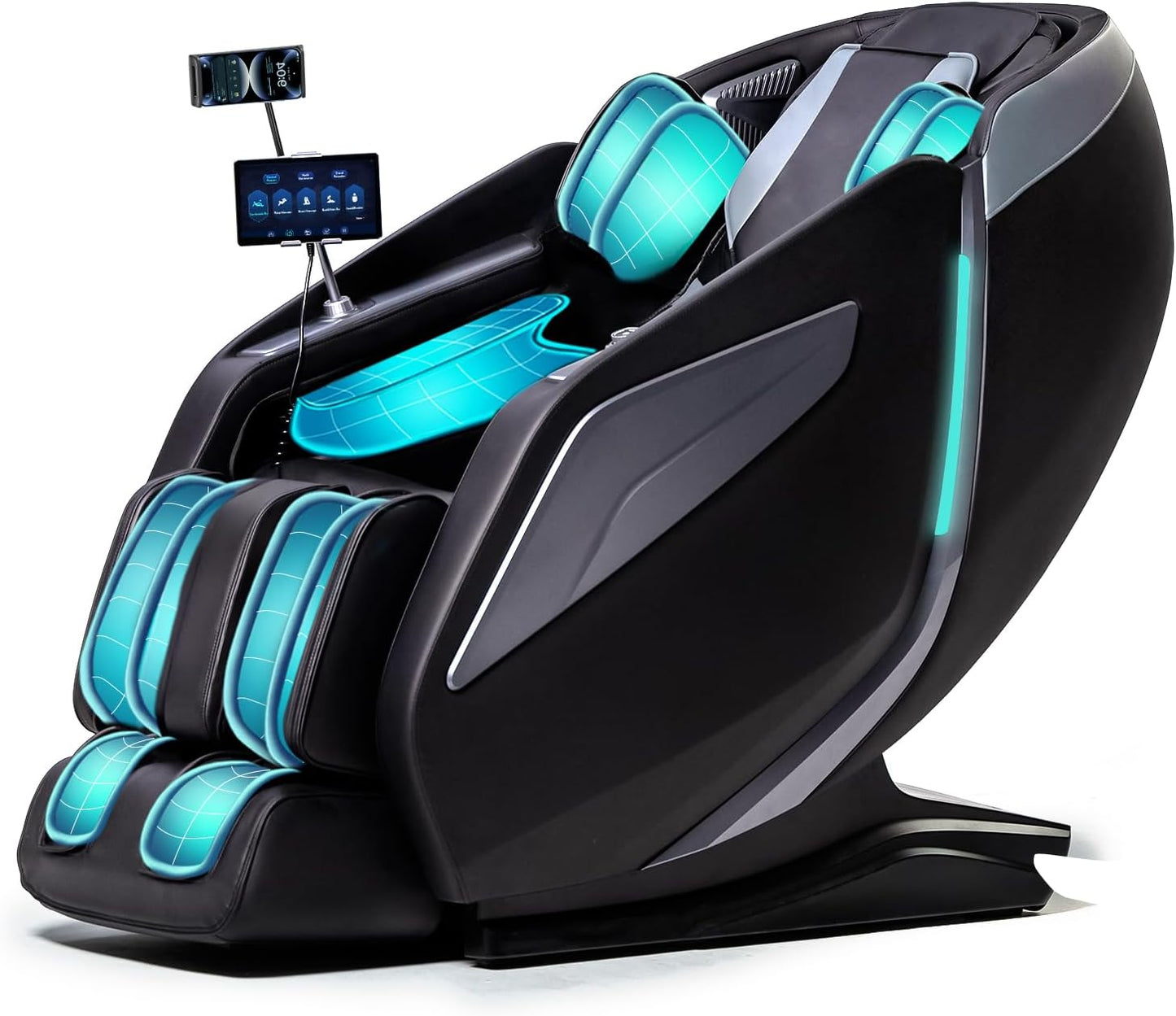Zero Gravity Massage Chair - 4D Shiatsu Body Scan with AI Voice Control | Heated Back & Leg Airbags - Black