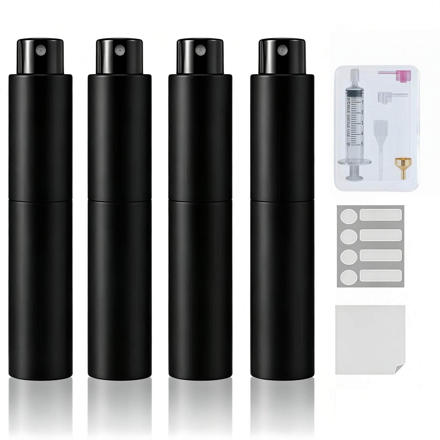 YELDFEERO 10ml Travel Perfume Bottle Refillable, Cologne Travel Bottle, Empty Atomizer Spray Dispenser, Portable Sprayer Travel Essentials for Men and Women (4Pcs Black)
