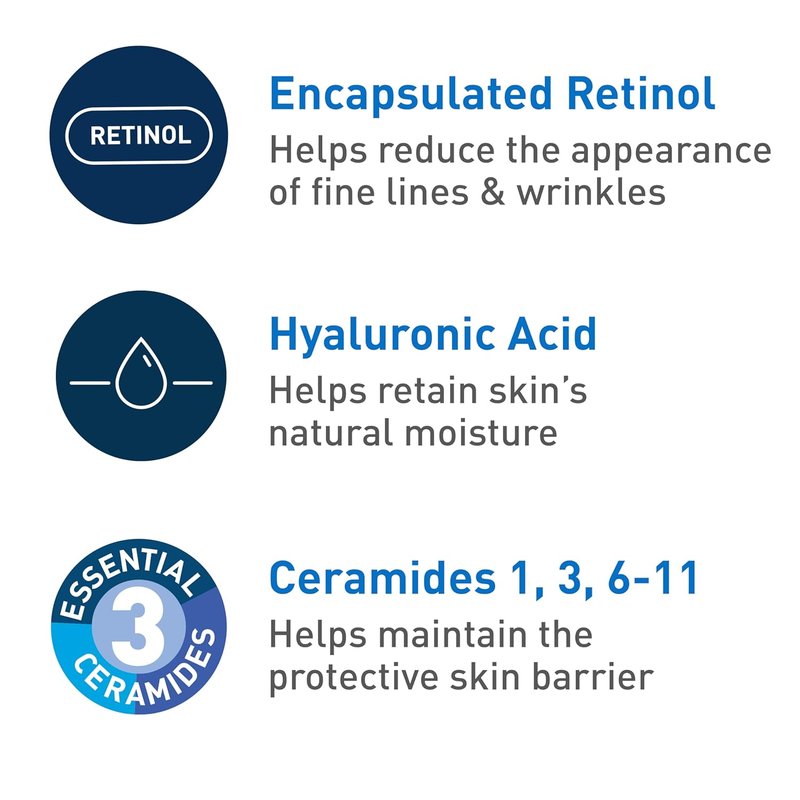 CeraVe Anti-Aging Face Cream SPF 30 - Retinol & Hyaluronic Acid, 1.76 oz | Hydrating Anti-Wrinkle Formula
