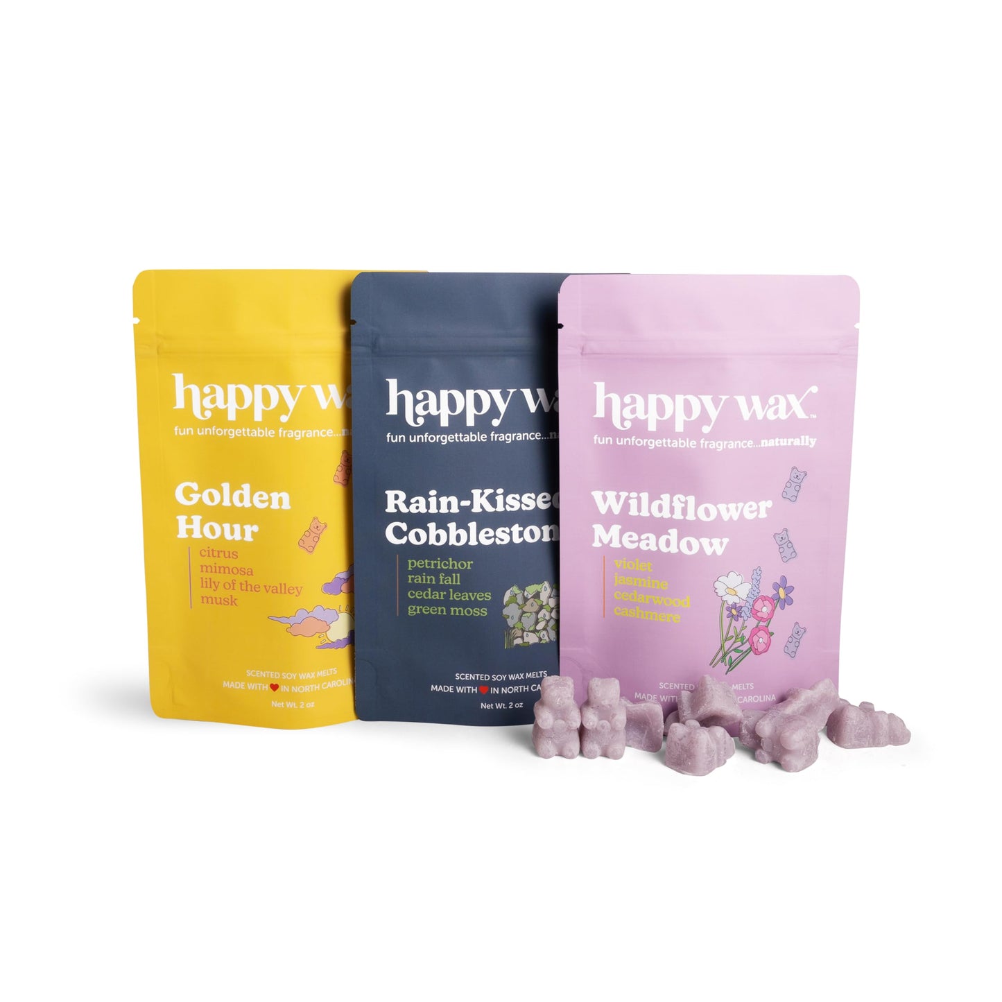 Happy Wax Fresh Spring Day Mix Premium Scented Natural, Non Toxic Soy Wax Melts – 6 Total Oz. of Scented Wax Melts Includes: Wildflower Meadow, Rain-Kissed Cobblestone and Golden Hour
