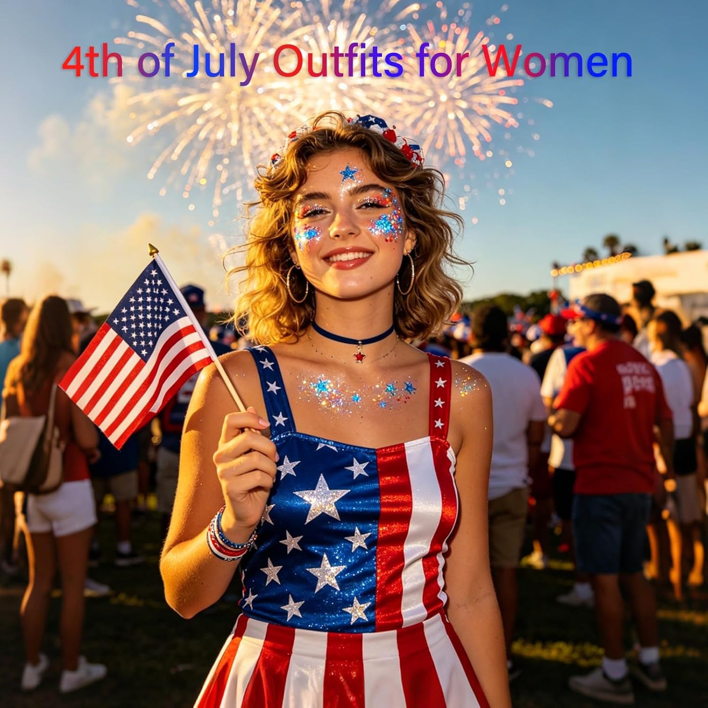 Body Glitter Stick - 6 Pack Red White & Blue Face & Hair Glitter | Chunky Sequins for 4th of July Festival Makeup