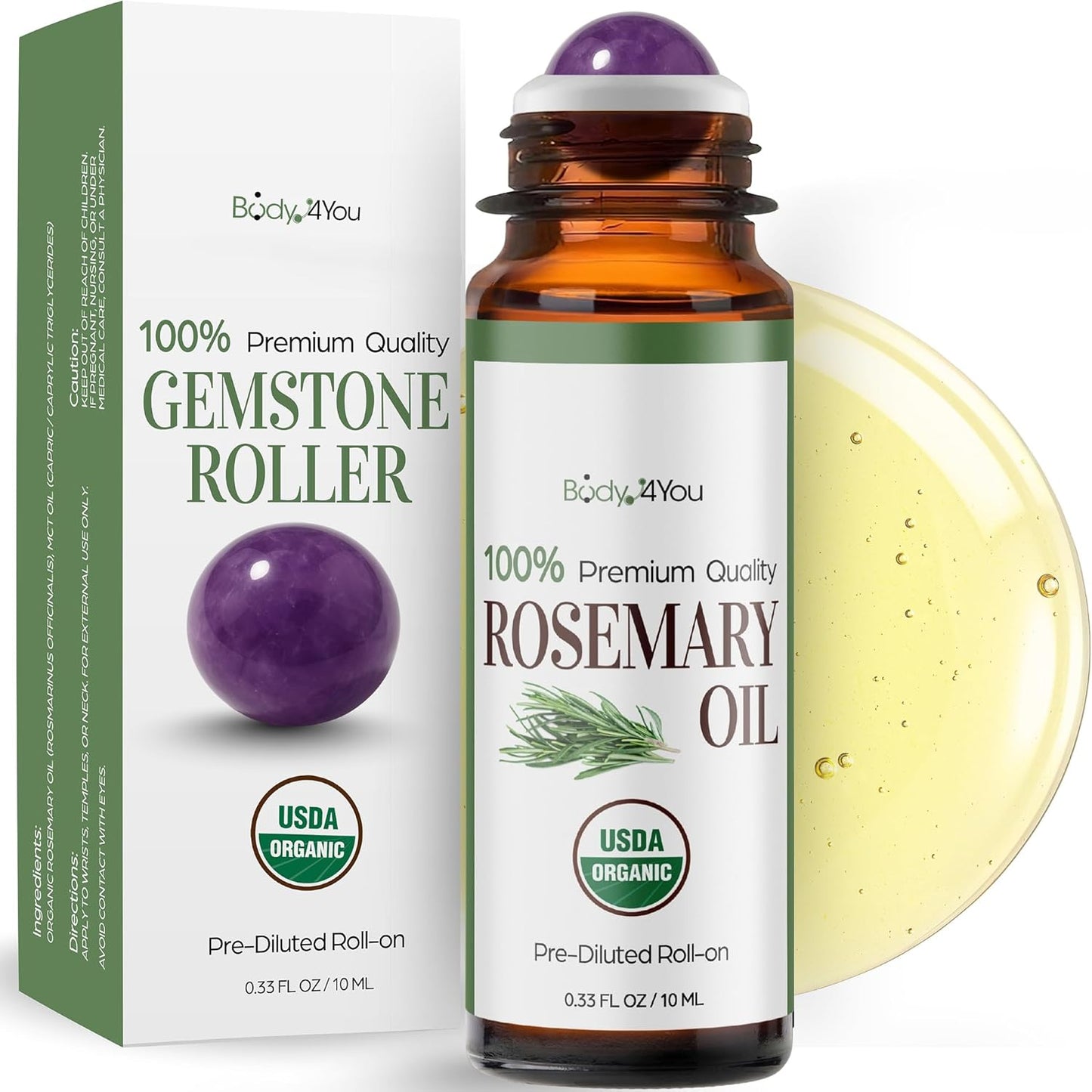 Castor Oil & Frankincense Essential Oil Roll-On | 100% Pure Organic Serum for Dark Circles & Fine Lines - 10ml Travel Size