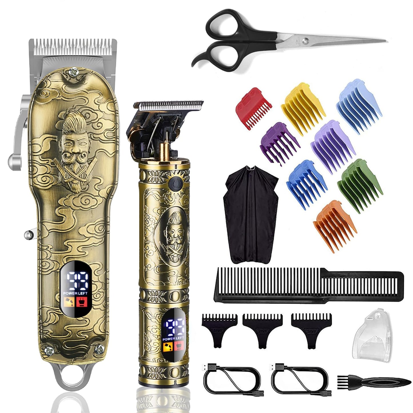 Lanumi Hair Clippers for Men Cordless Cutting T-Blade Trimmer Kit Professional Barber Clipper and Beard Trimmer Set Cordless USB Rechargeable Hair Cutting Kit
