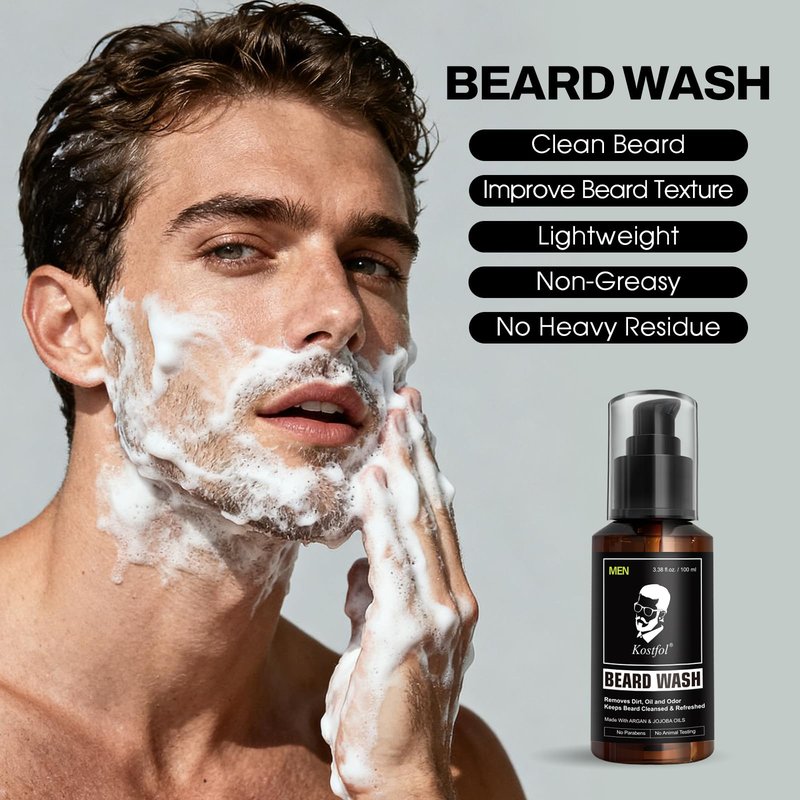 NUSPA NUSPA Deep Cleansing Refreshing Face Beard Wash for Full Beards Removes Dirt and Odor Keeps Beard Shampoo Face Wash with Argan Jojoba Oils,2in 1