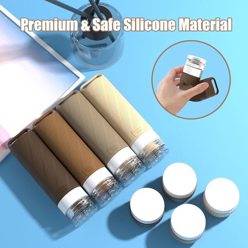 Travel Toiletry Bottles Set - 26 Pcs Leakproof Silicone Containers | TSA Approved, Refillable with Carabiner
