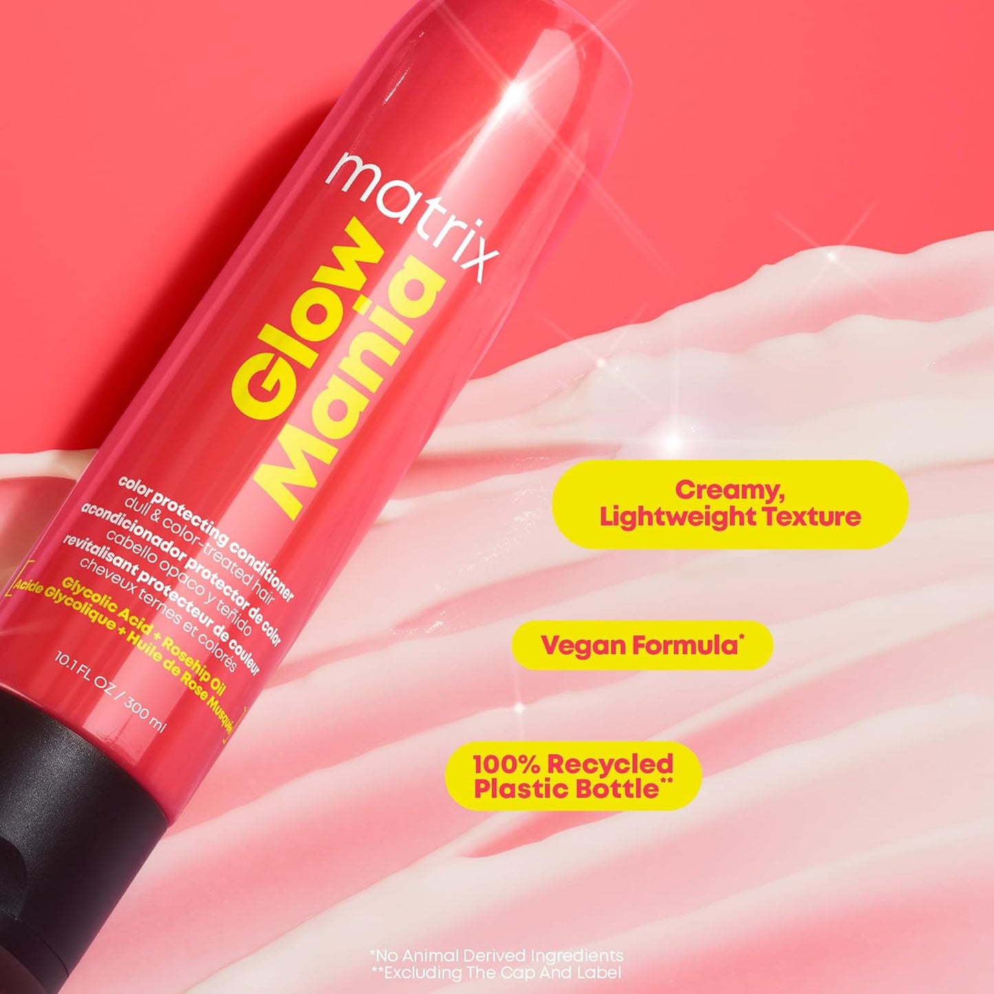 MATRIX Glow Mania Conditioner - Sulfate-Free Shine Enhancer with Glycolic Acid & Rosehip Oil | For Dull, Color-Treated Hair
