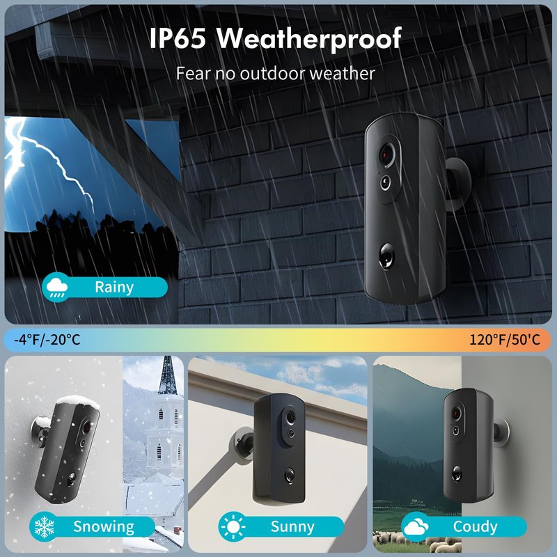 Outdoor Camera Wireless WiFi,AA Battery Operated Home Security Camera, Operates to -20°C, 1 Year Battery , Built in SD and AI, No Subscription ,Cloud-Free, Outdoor Surveillance:Do it Yourself(16, GB)