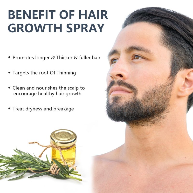 Minoxidil Hair & Beard Growth Spray - Biotin Treatment for Thinning Hair | 3.38 oz, Black