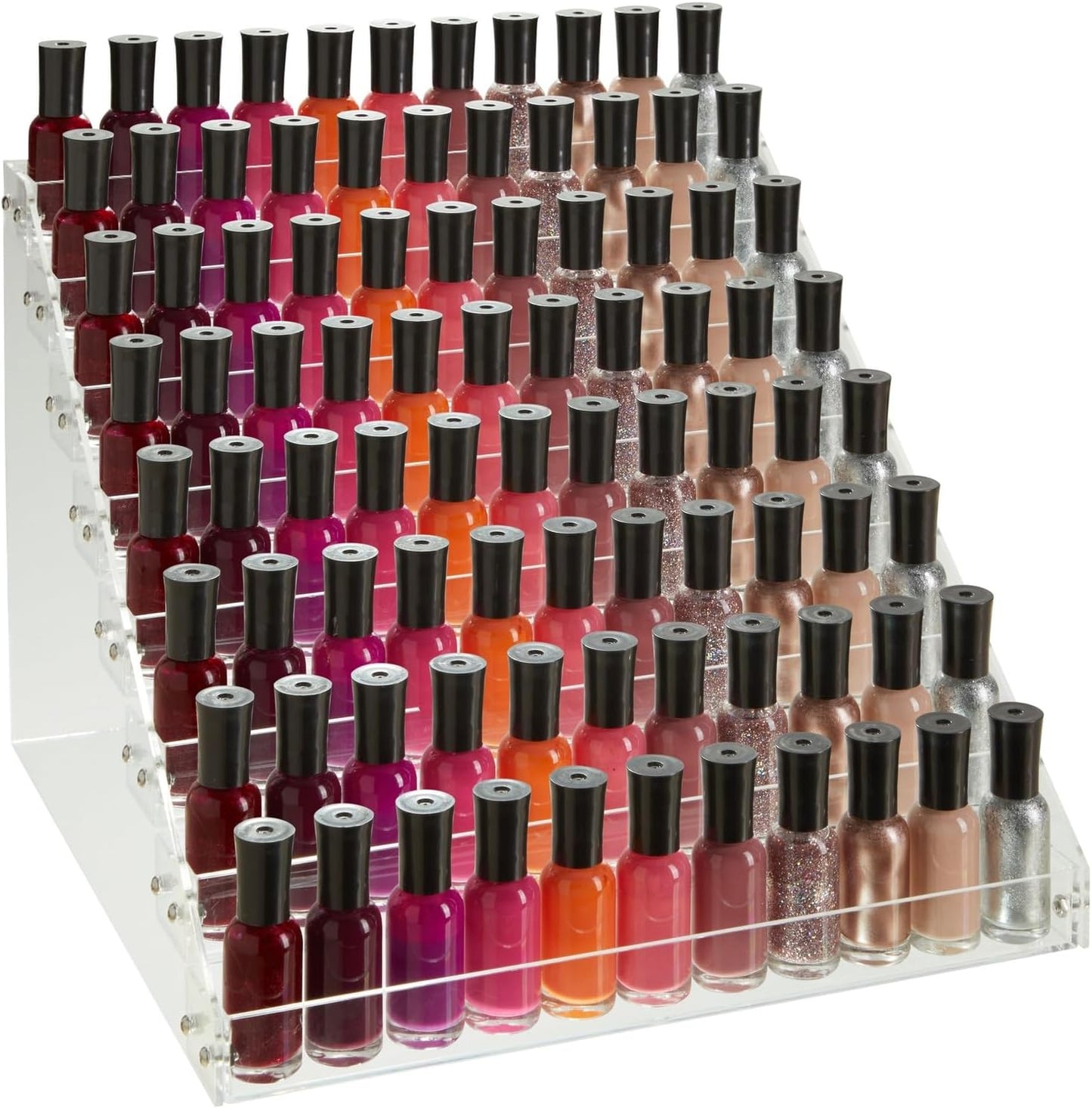Acrylic Nail Polish Rack - 8-Tier 96-Bottle Organizer for Essential Oils & Paint Storage | 12.75 x 12.5 x 9.25 in