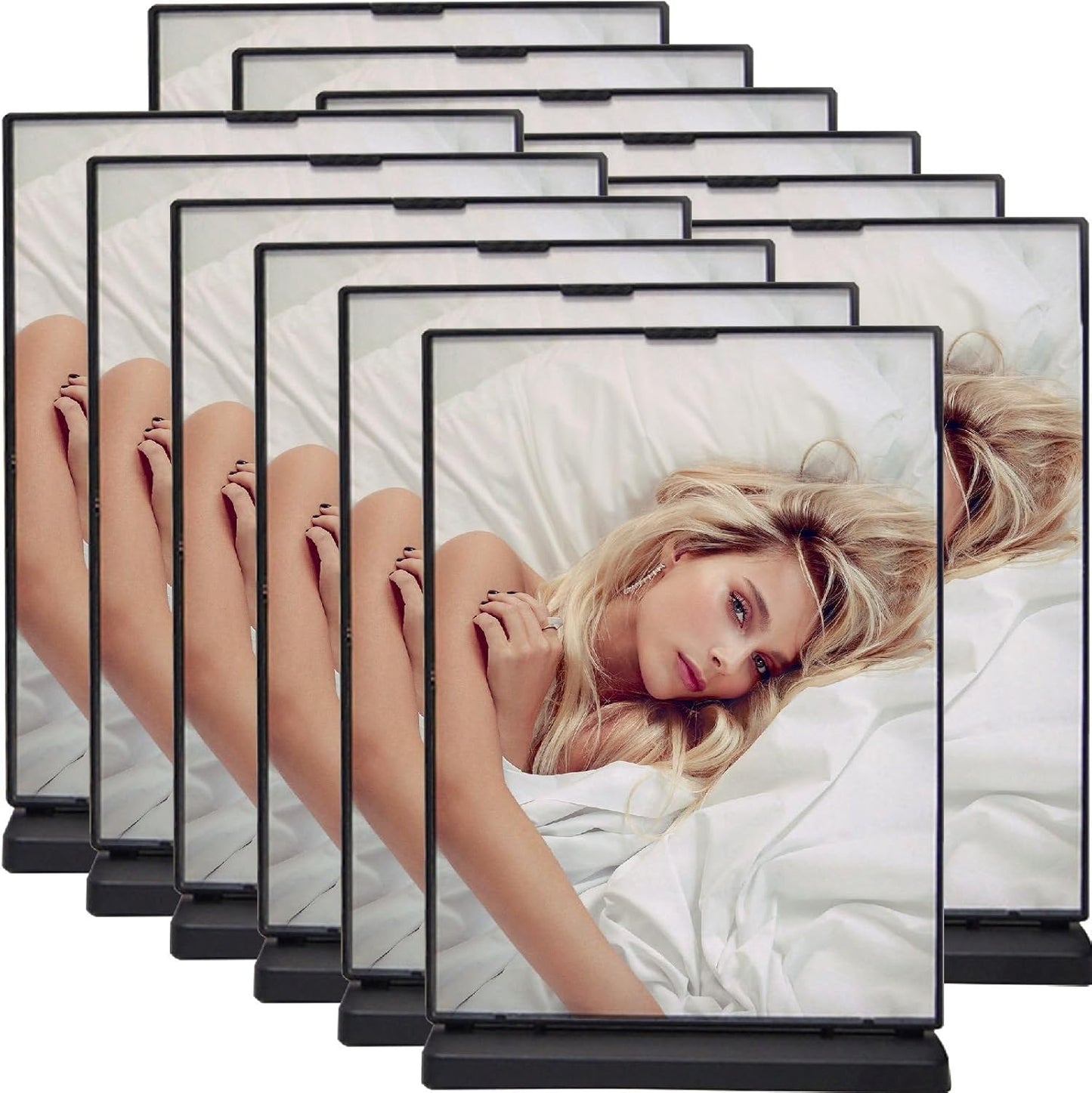 Acrylic Sign Holder - 12x8 Two-Sided Display Stand | 4 Pack for Cafes, Shops, Events