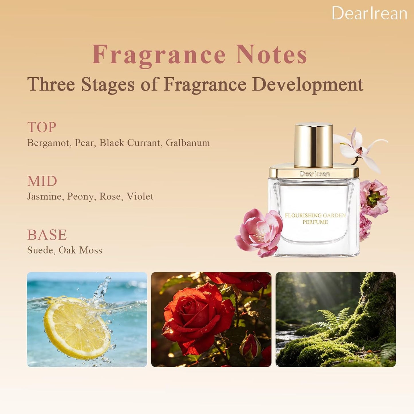 Dear Irean | Long Lasting Floral Romance Perfume for Women - Rose & Jasmine, Mini Travel Size 0.34 Oz