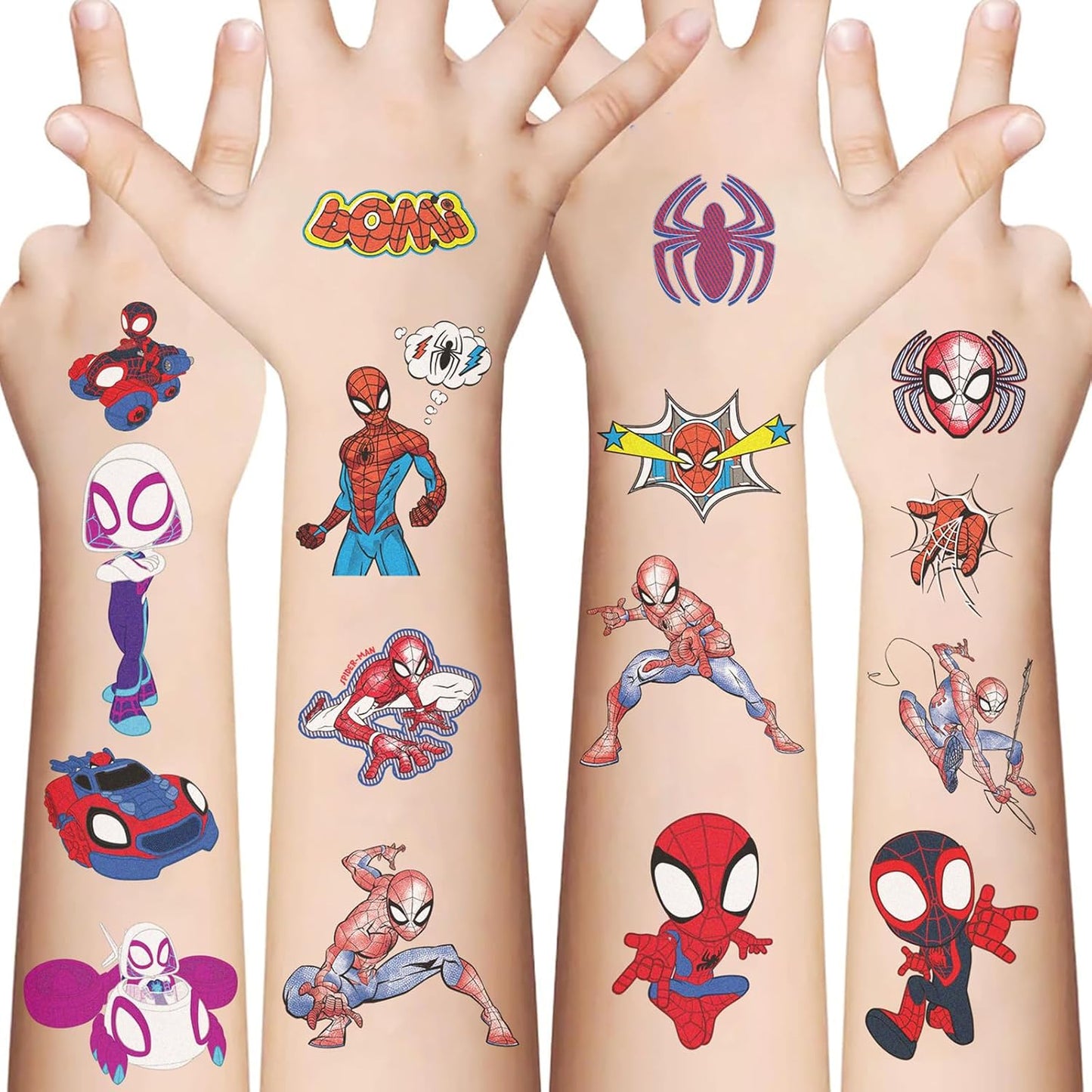 Spiderman Temporary Tattoos - 10 Sheets of Fun Kids' Party Favors | Cute Cartoon Stickers for Birthdays & Rewards