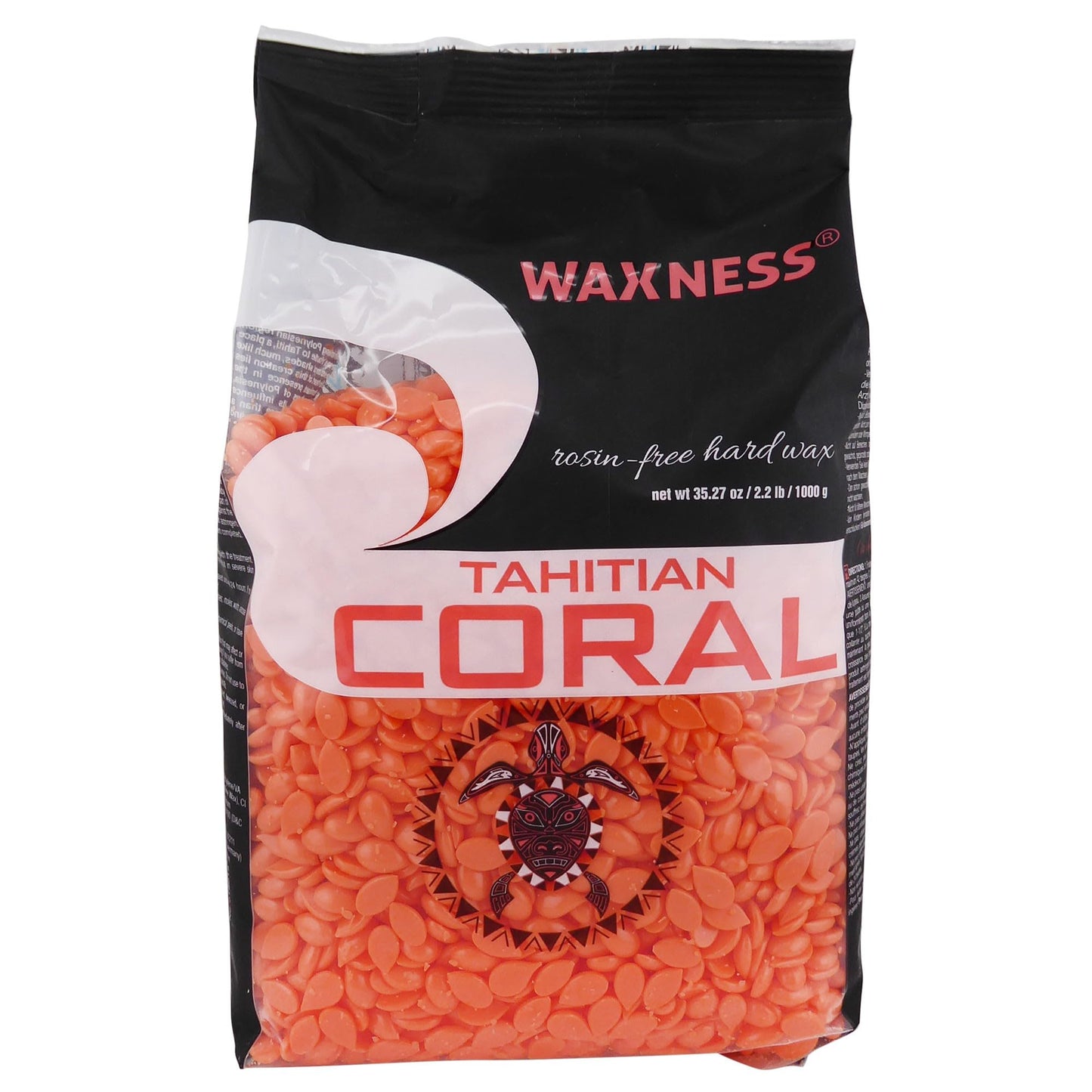 Waxness Tahitian Coral Hard Wax Beads 2.2 lb (1 kg) Pack of 2 – Stripless Professional Hard Wax for Face & Body, Smooth Application, Suitable for Sensitive Skin – Made in Italy