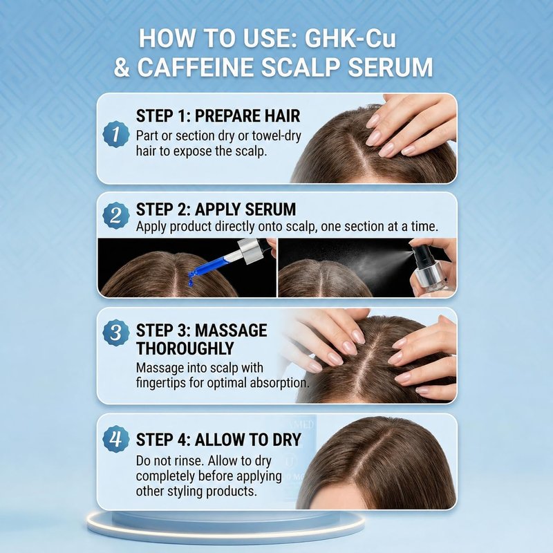 GHK-Cu Copper Peptide Hair Growth Serum - 4000 MG with Caffeine | 2 Pack Dropper & Spray Applicators, Made in USA