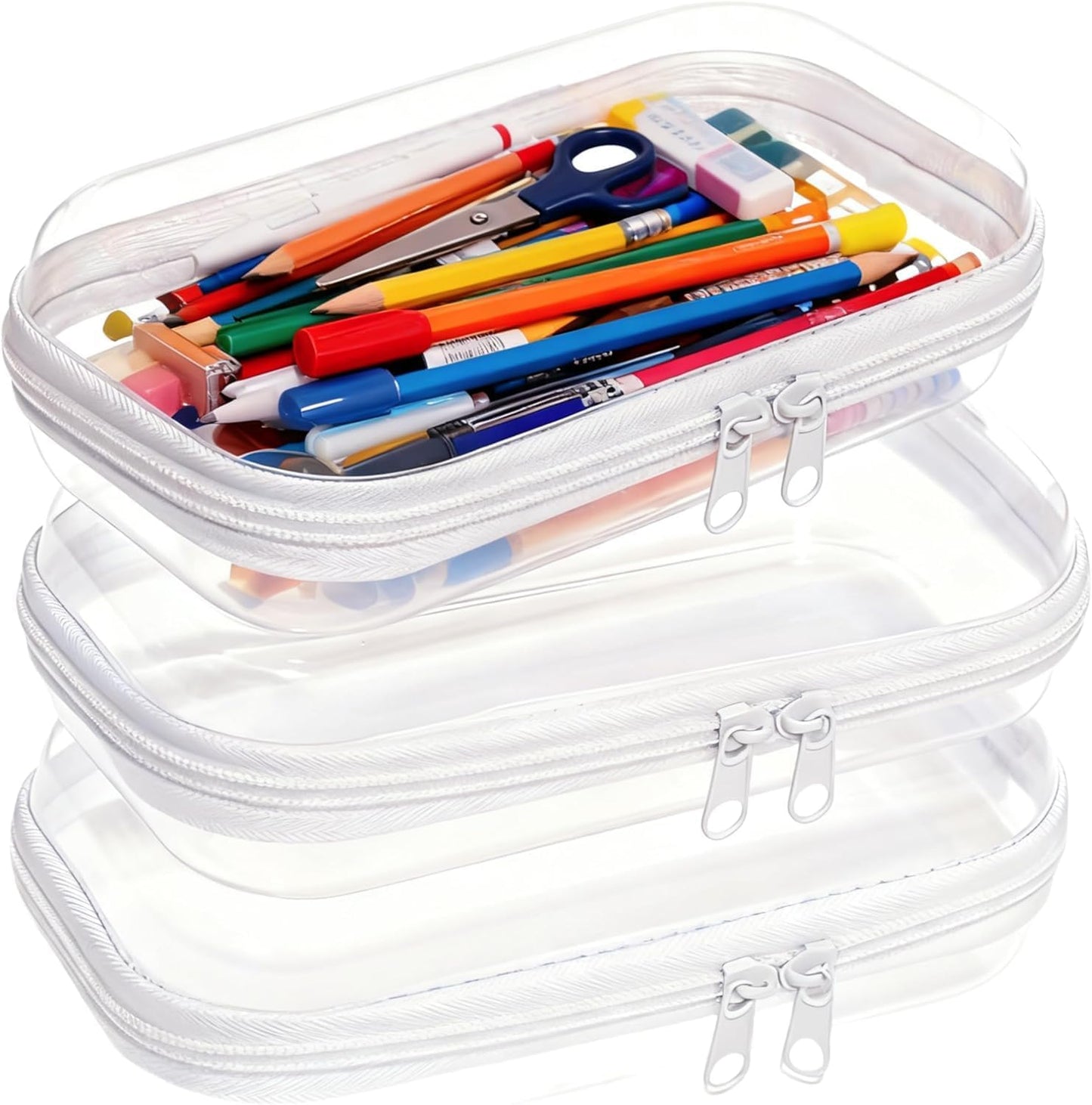 Clear Hard Plastic Zipper Case Set - Portable Travel Organizer for Makeup, Toys, Snacks | 3PCS