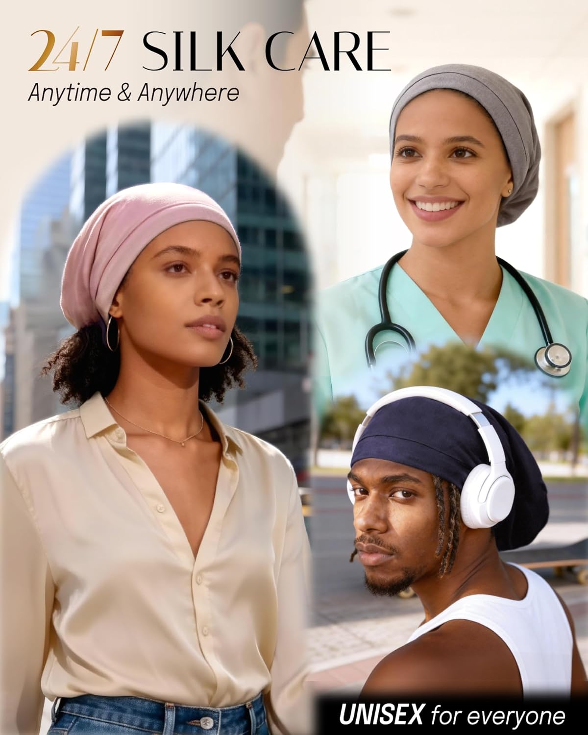 Mulberry Silk Bonnet for Sleeping - Real Silk, Soft & Comfortable | Pink