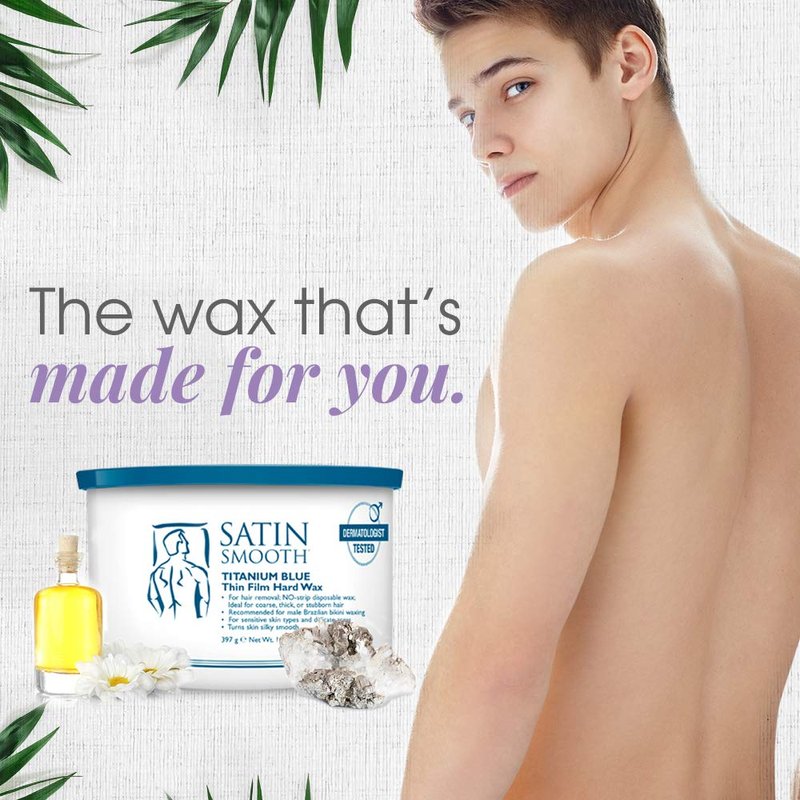 Satin Smooth Titanium Blue Thin Film Hard Wax - Hair Removal Wax, No Strip Waxing for Sensitive Skin, Ideal for Coarse, Thick, Stubborn Hair, 14oz.