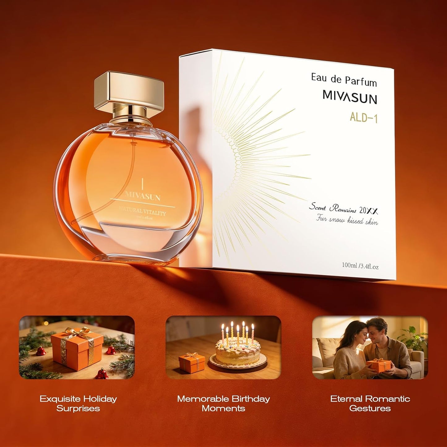 MivaSun Luxury Eau de Parfum - Long-Lasting Floral Fruity Fragrance for Women | 100ml/3.4 fl.oz, Elegant Date Night Scent