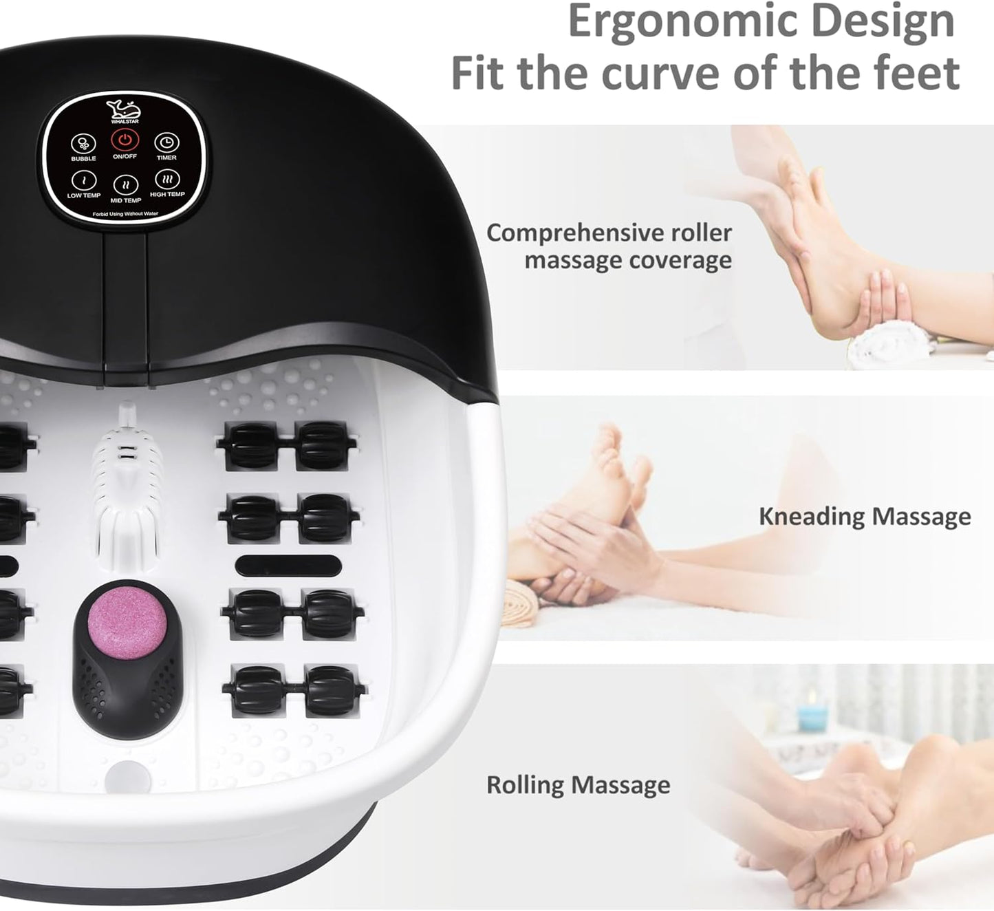 Collapsible Foot Spa Bath Massager - Heated Vibration Massage with Jets | 16oz Tea Tree Oil Foot Soak & Epsom Salt - Black