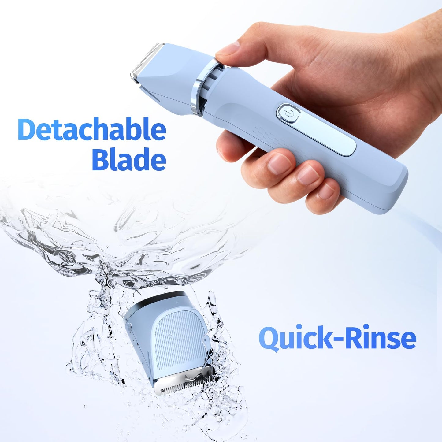Bikini Trimmer for Women,5-in-1 Electric Razors for Women,Electric Shaver for Women's,IPX7 Waterproof Trimmer for Men Legs,with 5 Replaceable Blade Heads,USB Recharge Dock（Blue）