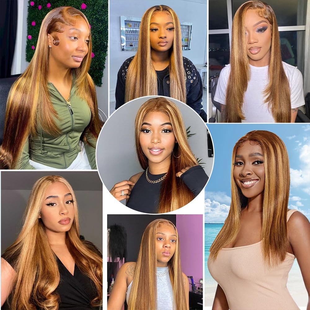 26 Inch Color 27 Human Hair Bundles Highlight Brown Straight Bundles Unprocessed Virgin Remy Hair Extensions 2 Tone Light Brown Mixed With Honey Blonde Straight Bundle