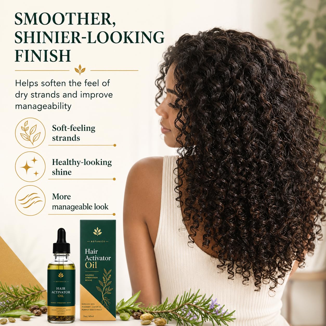 BCYXLR Organics Hair Activator Oil, with Rosemary Oil, Castor Oil, Pumpkin Seed Extract, Aloe Vera & Vitamin E, Nourishing Scalp Oil for Smoother, Shinier-Looking Daily Care (1)