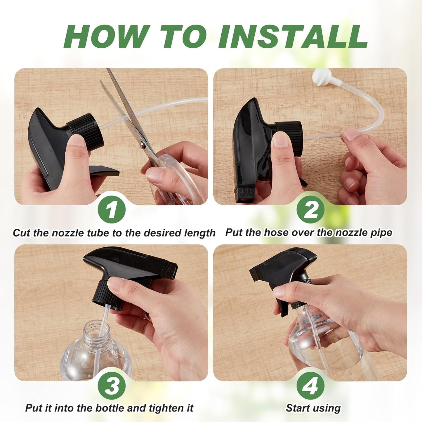 360° Water Spray Bottle - 16 oz Fine Mist/Stream Nozzle | 6 Pack Refillable Plastic Containers for Plants & Cleaning