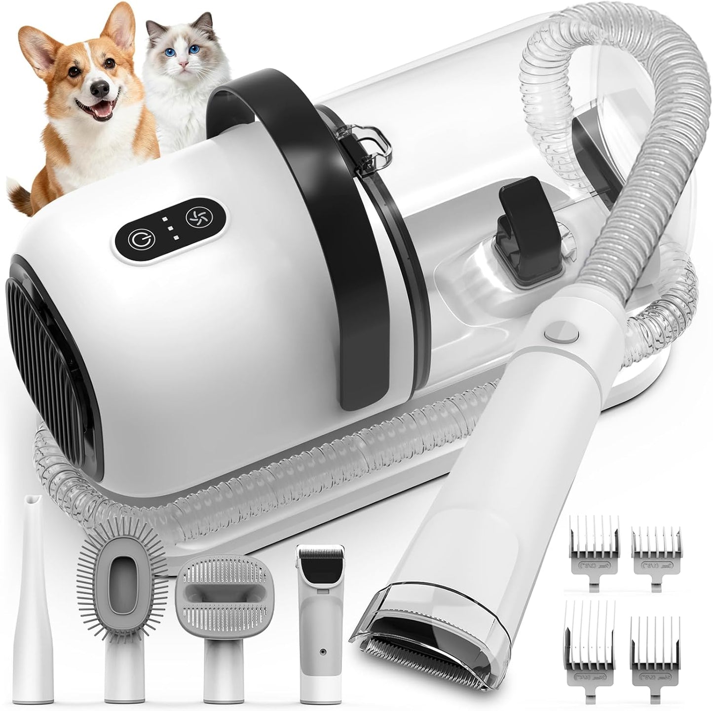 Dog Grooming Vacuum - All-in-One Pet Grooming Kit with Clipper & Low Noise Shedding Brush | PG01